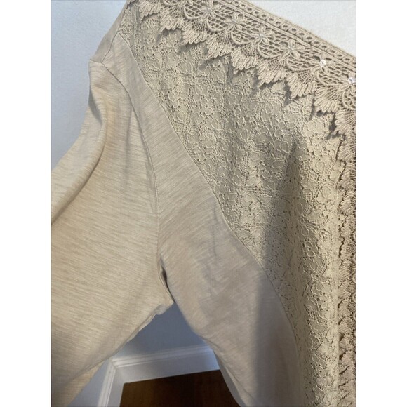 JM Collection Top Womens Plus 3X Tan V-Neck Embellished Blouse - Picture 7 of 12